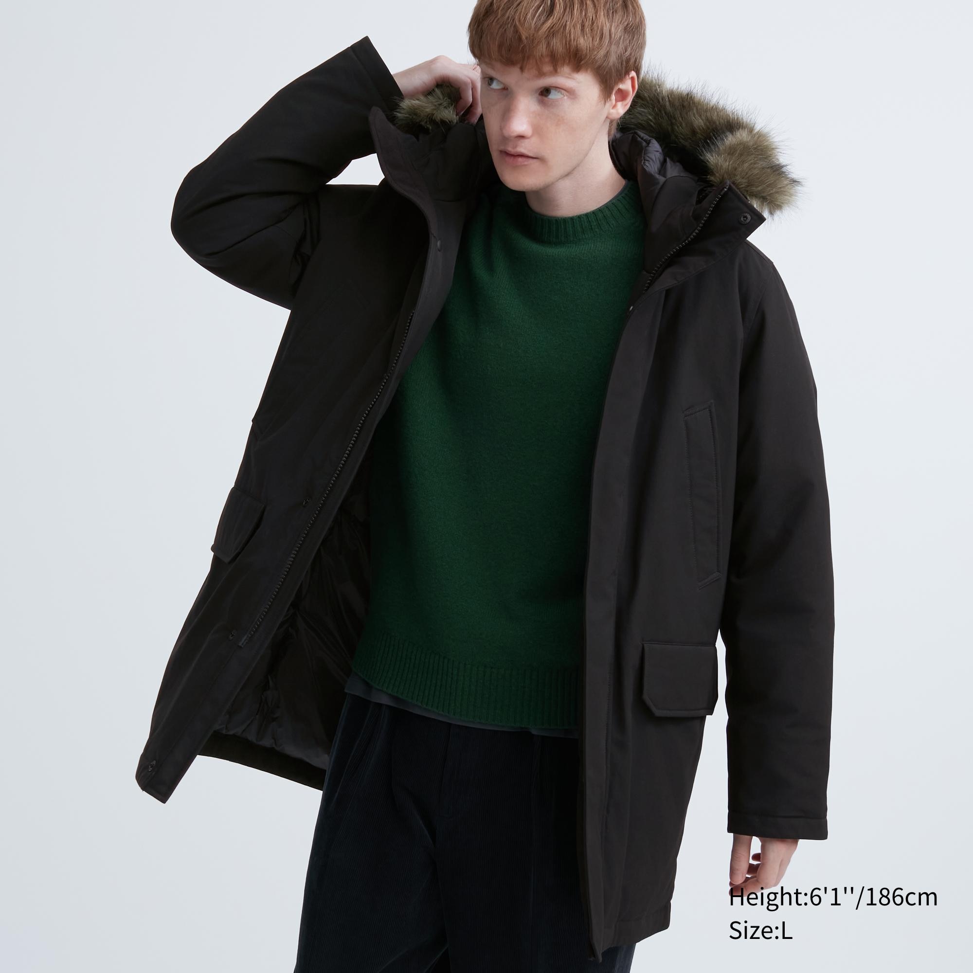 Ультратеплое гибридное пуховое пальто Uniqlo, черный (Размер L) пальто uniqlo бесшовное бежевый
