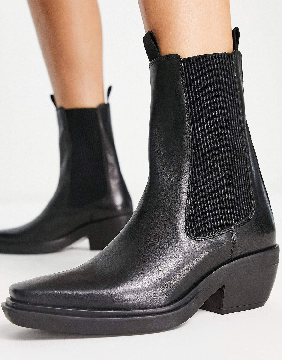

Ботинки челси Asos Design Austin Leather Western, черный