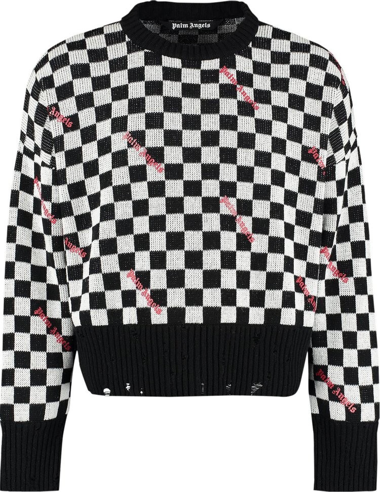 

Свитер Palm Angels PA Damier Cropped Sweater 'Black/Red', черный