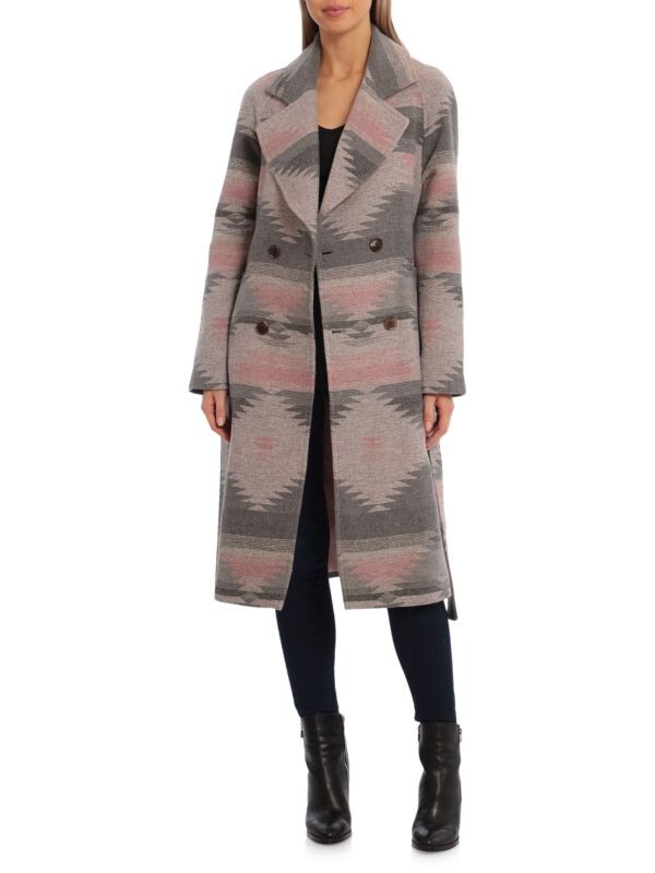 

Пальто с геометрическим рисунком и поясом Avec Les Filles Pink grey