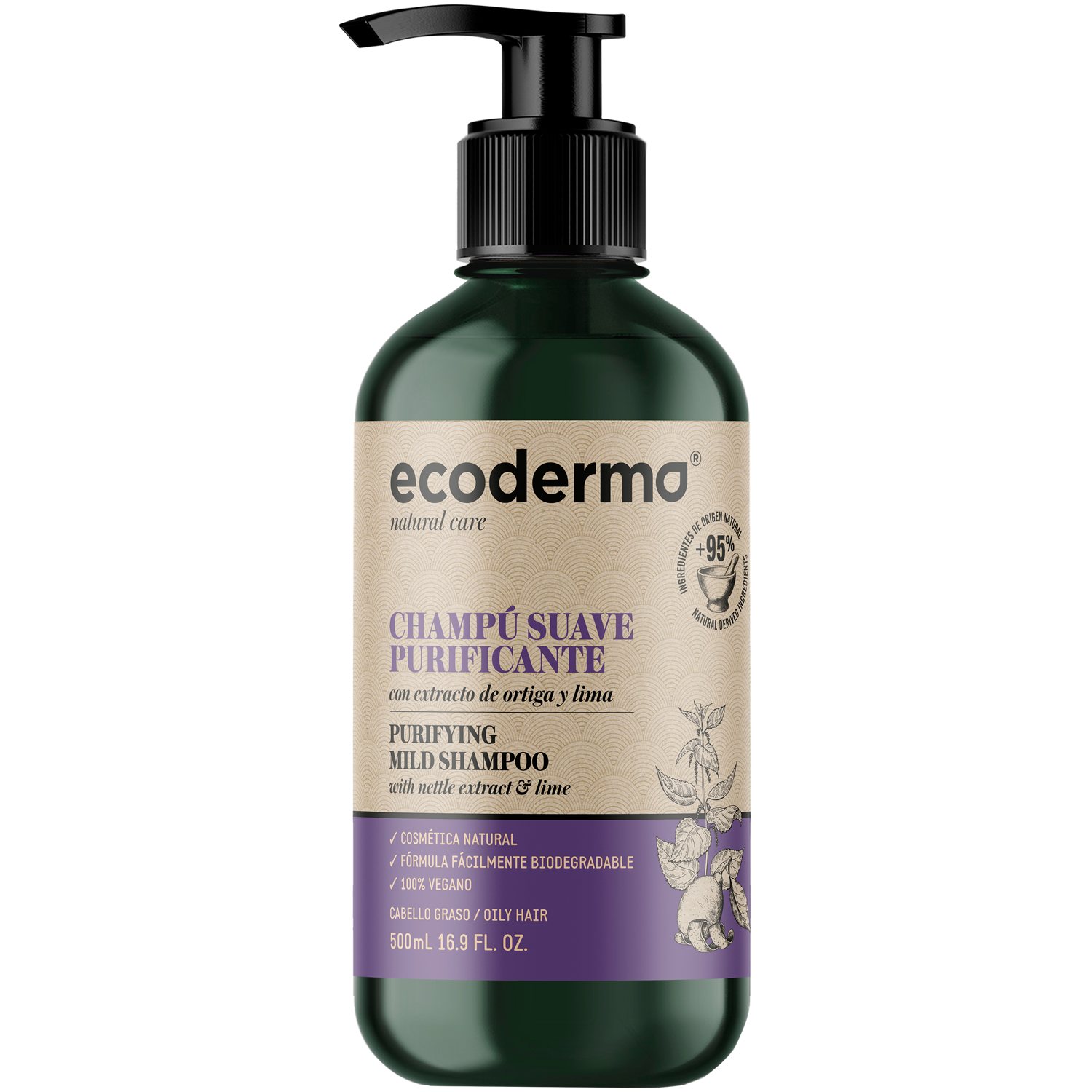Ecoderma очищающий шампунь для волос, 500 мл