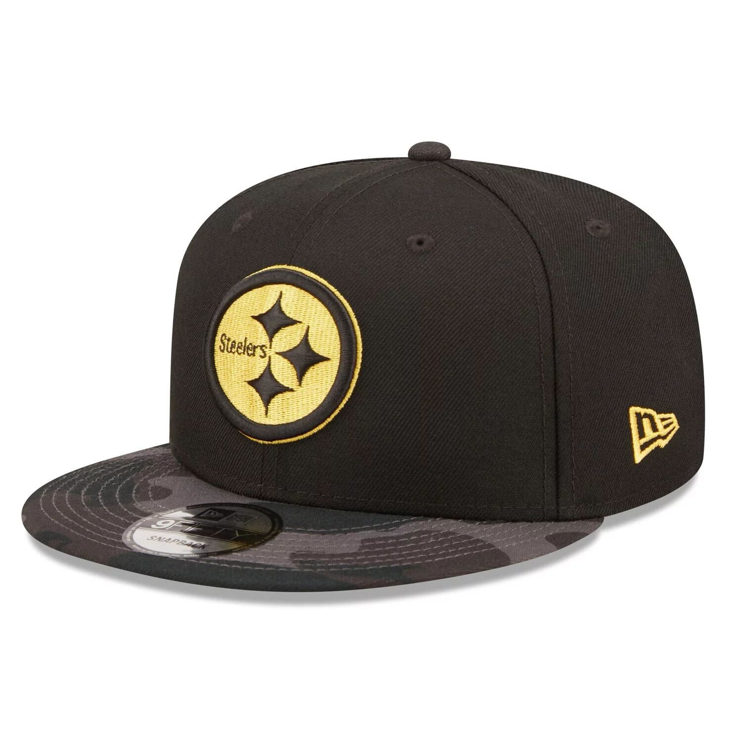 

Мужская черная кепка New Era Pittsburgh Steelers Camo Vizor 9FIFTY Snapback