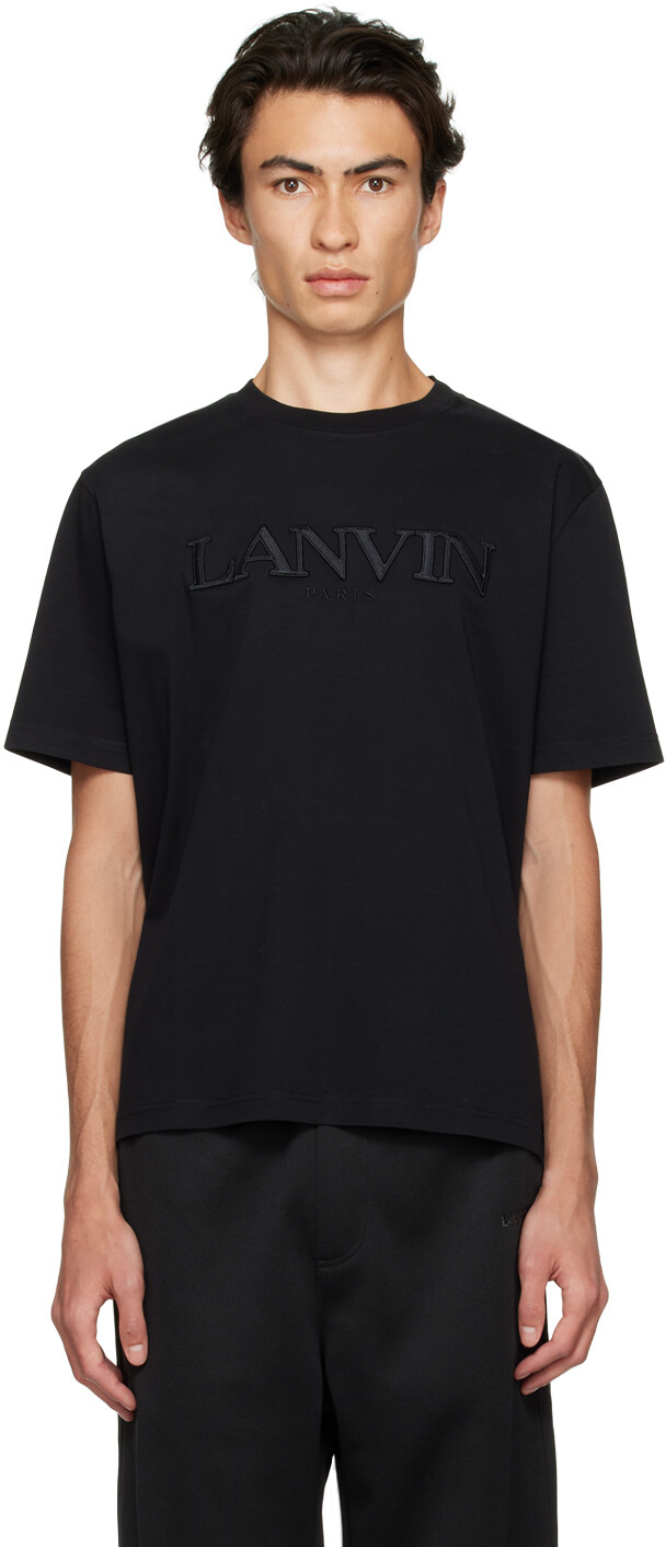 

Черная футболка с вышивкой Lanvin