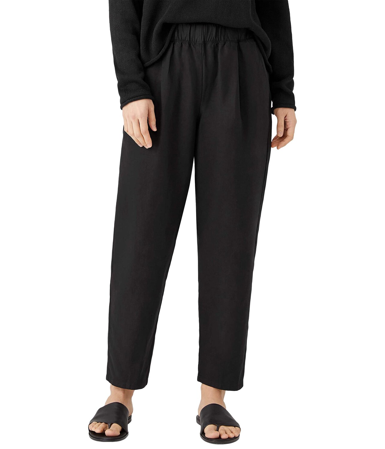 

Брюки Eileen Fisher, Tapered Ankle Pants in Tencel and Linen, Черный