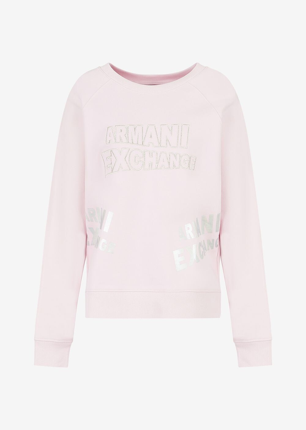 

Толстовка из органического хлопка с круглым вырезом из ткани френч терри Armani Exchange, розовый