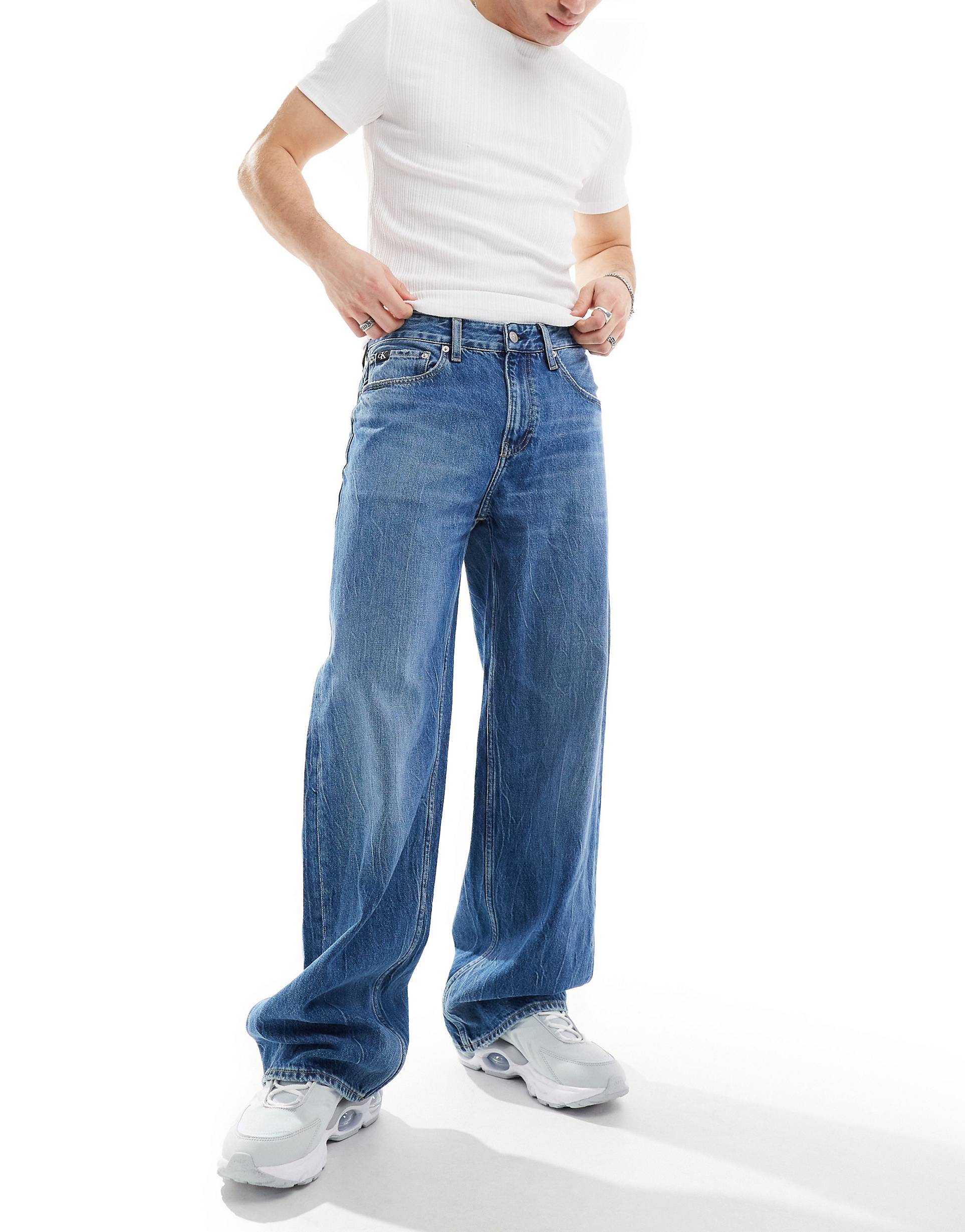 Джинсы Calvin Klein Jeans Loose Straight, темно-синий синие широкие джинсы levi s