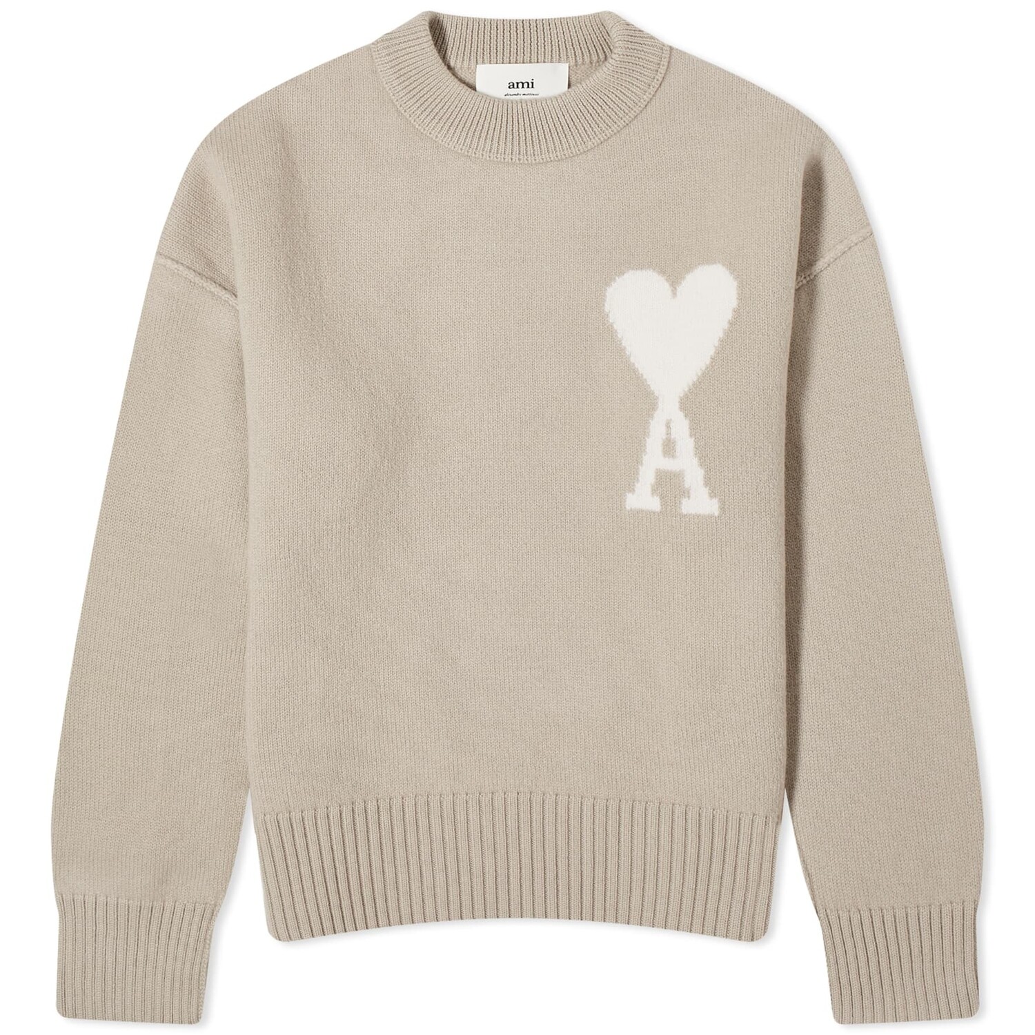 

Джемпер AMI Paris Off White Big ADC Crew, бежевый/серовато-белый