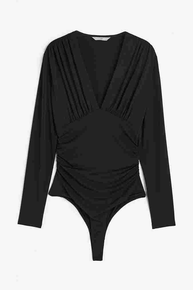

Боди H&M Draped V-neck Thong, черный