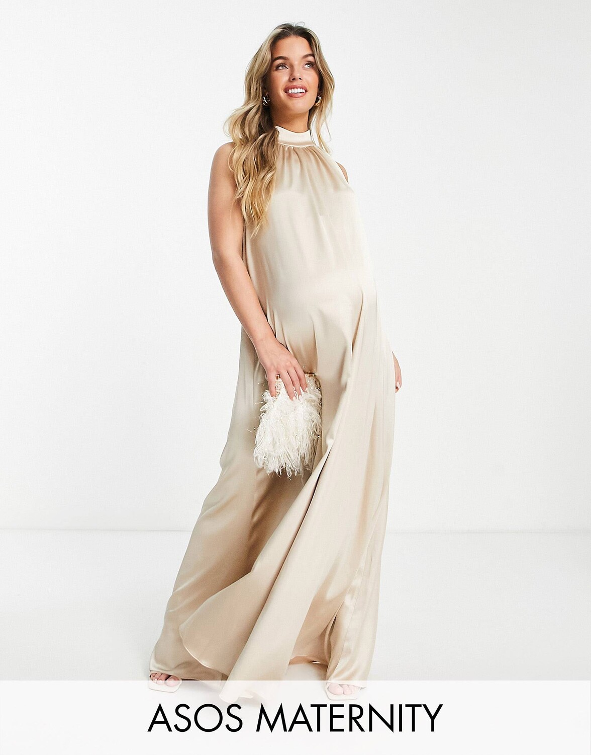 

Атласный комбинезон с широкими штанинами и открытой спиной ASOS DESIGN Maternity
