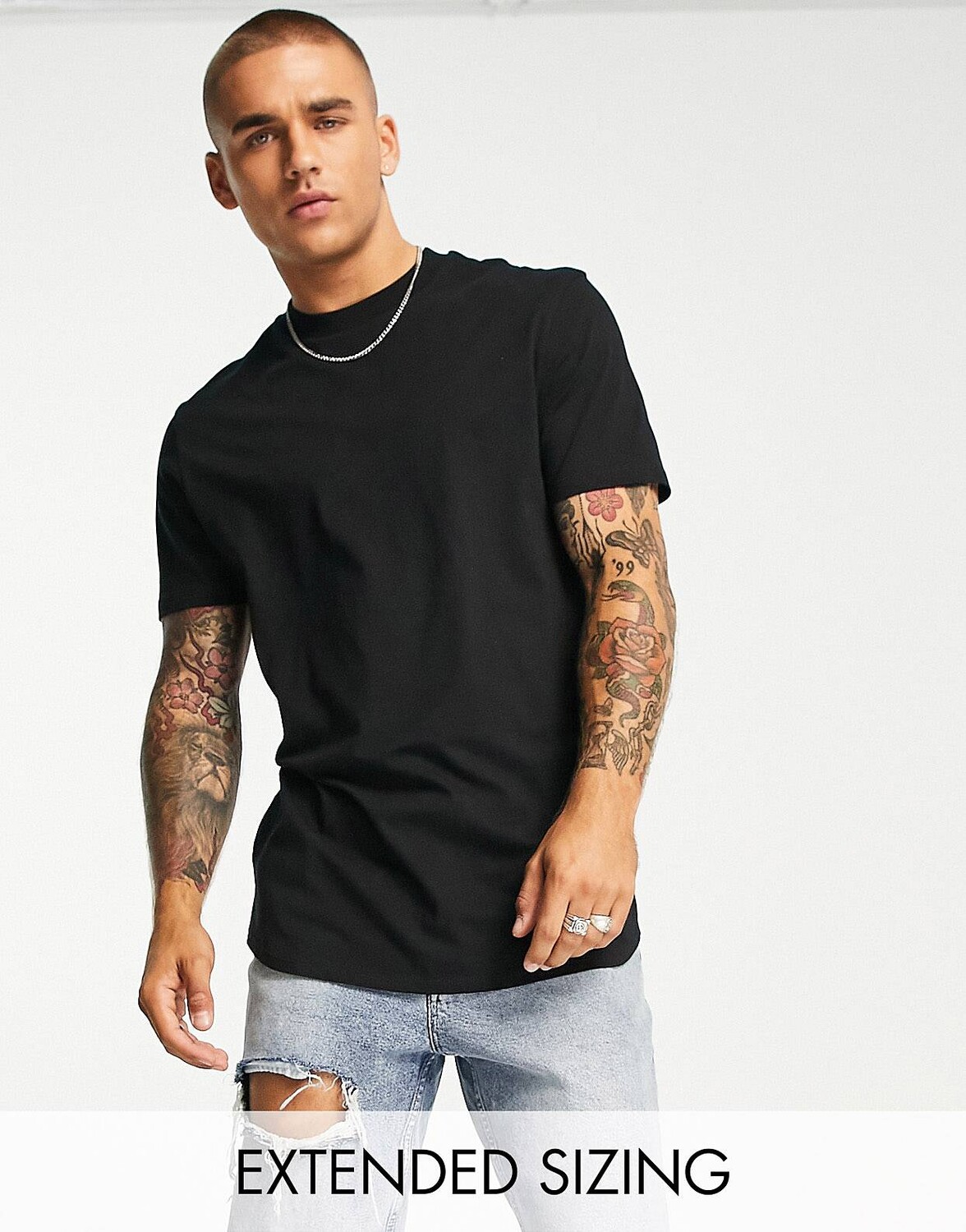 

Черная удлиненная футболка с разрезами по бокам ASOS DESIGN, Черный