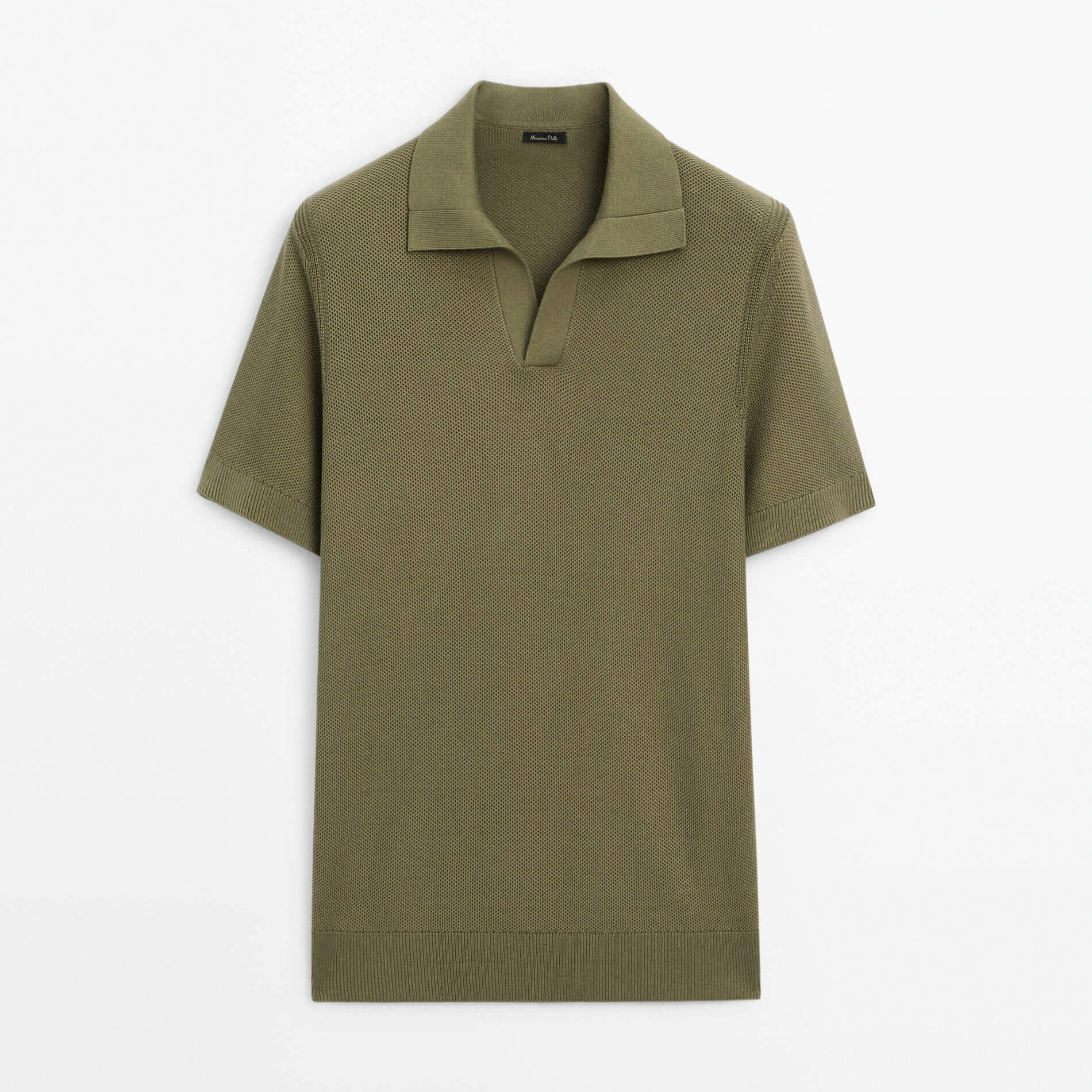 Рубашка поло Massimo Dutti Short Sleeve Cotton Knit, зеленый
