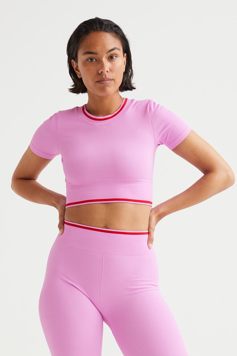

Бесшовный спортивный топ H&M, розовый