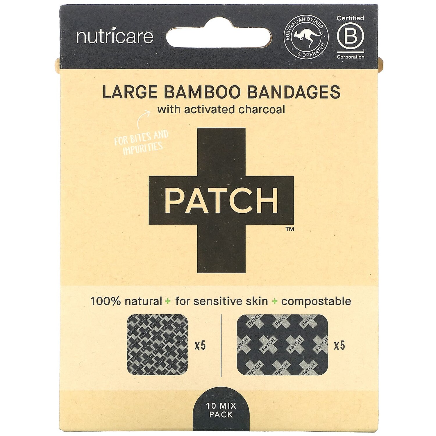 

Большие Бамбуковые Повязки Patch с активированным углем, черные
