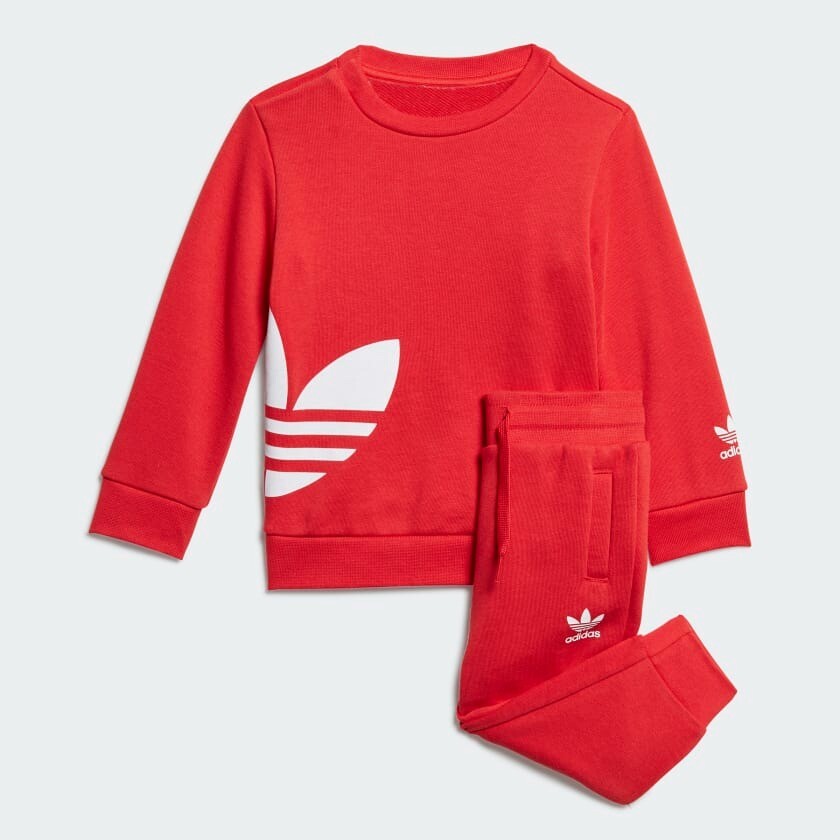 

Детский комплект Adidas Originals Big Trefoil Crew, 2 предмета, красный/белый