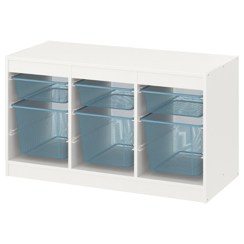 

Комбинация для хранения+контейнеры Ikea Trofast, белый/серый/синий