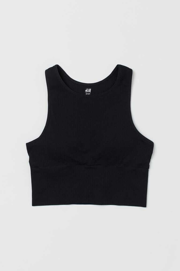 

Бесшовный спортивный бюстгальтер без косточек H&M, черный