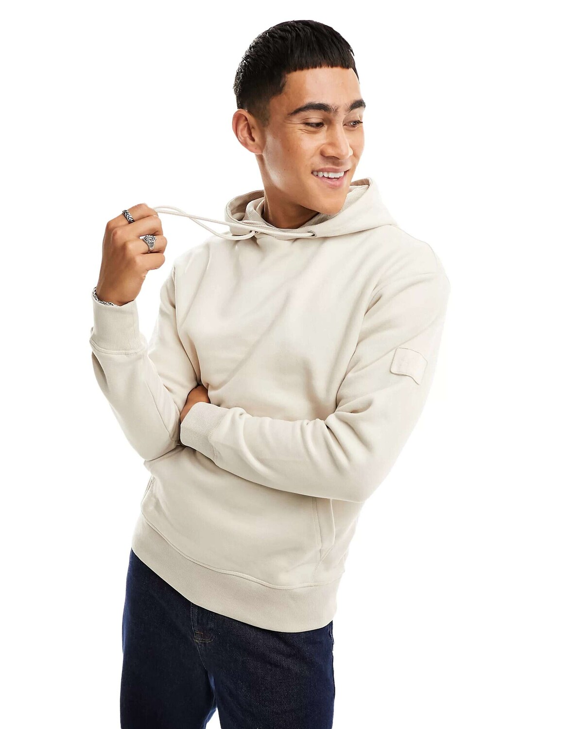 

Кремовое худи оверсайз с матовой отделкой Jack & Jones, Бежевый
