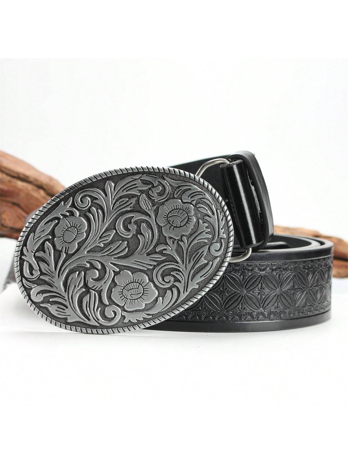 Кожаный ремень в западном ковбойском стиле шириной 3, черный мужской кожаный ремень в ковбойском стиле из пу кожи