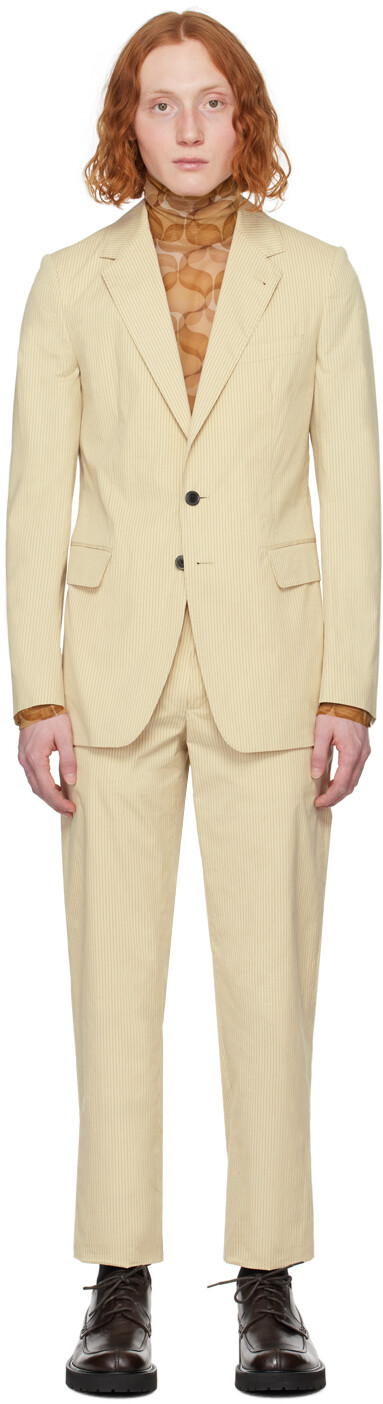 

Бежевый костюм в полоску Dries Van Noten