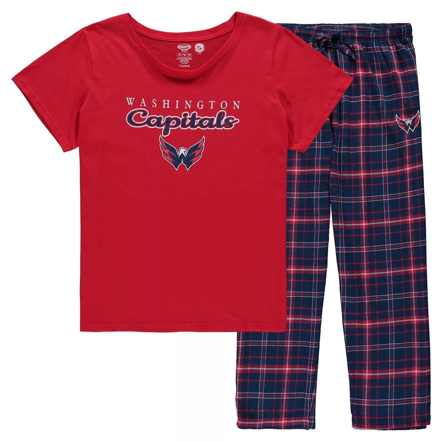 

Женский комплект для сна с футболкой и брюками больших размеров Concepts Sport Washington Capitals большого размера