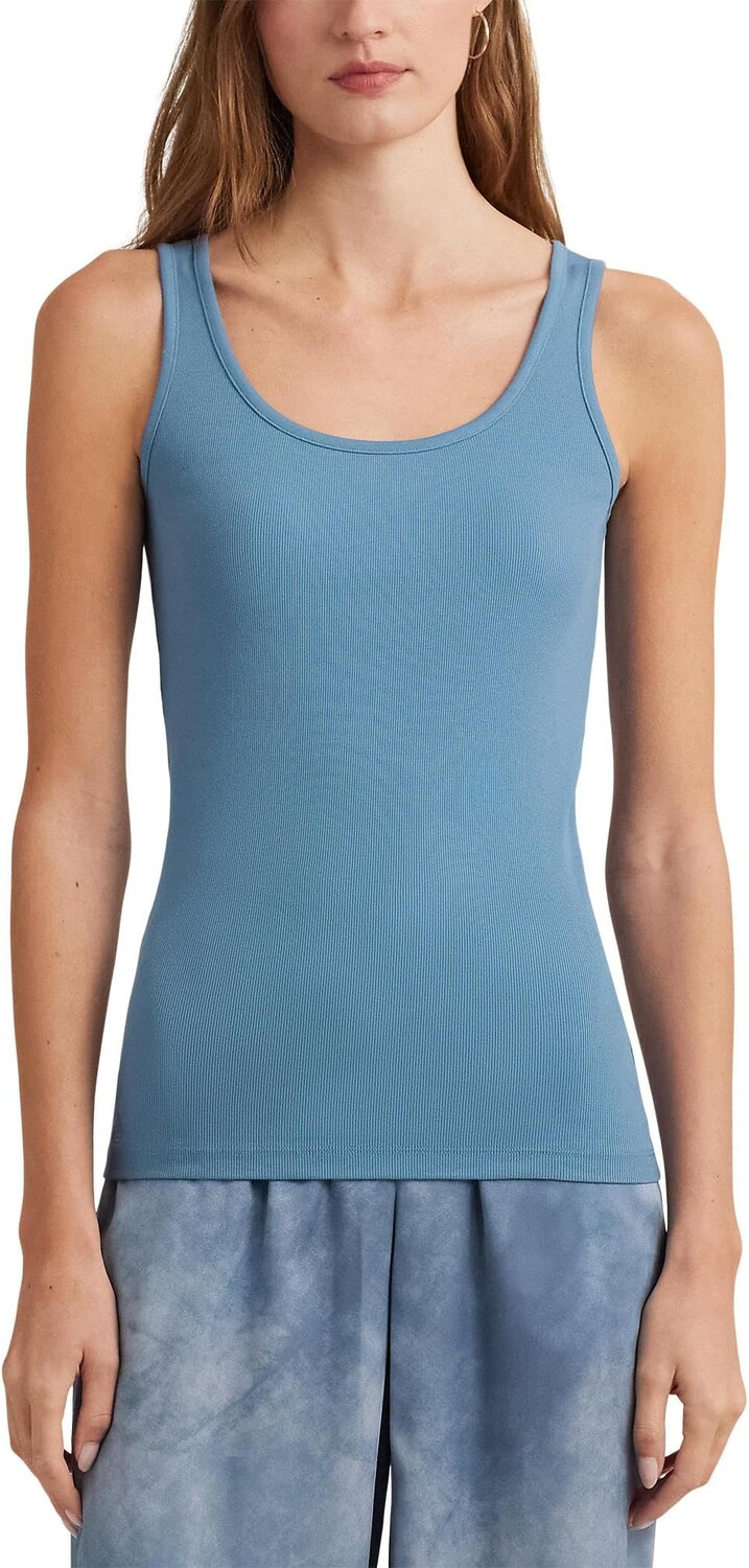 

Топ LAUREN Ralph Lauren Cotton-Blend Tank Top, цвет Pale Azure