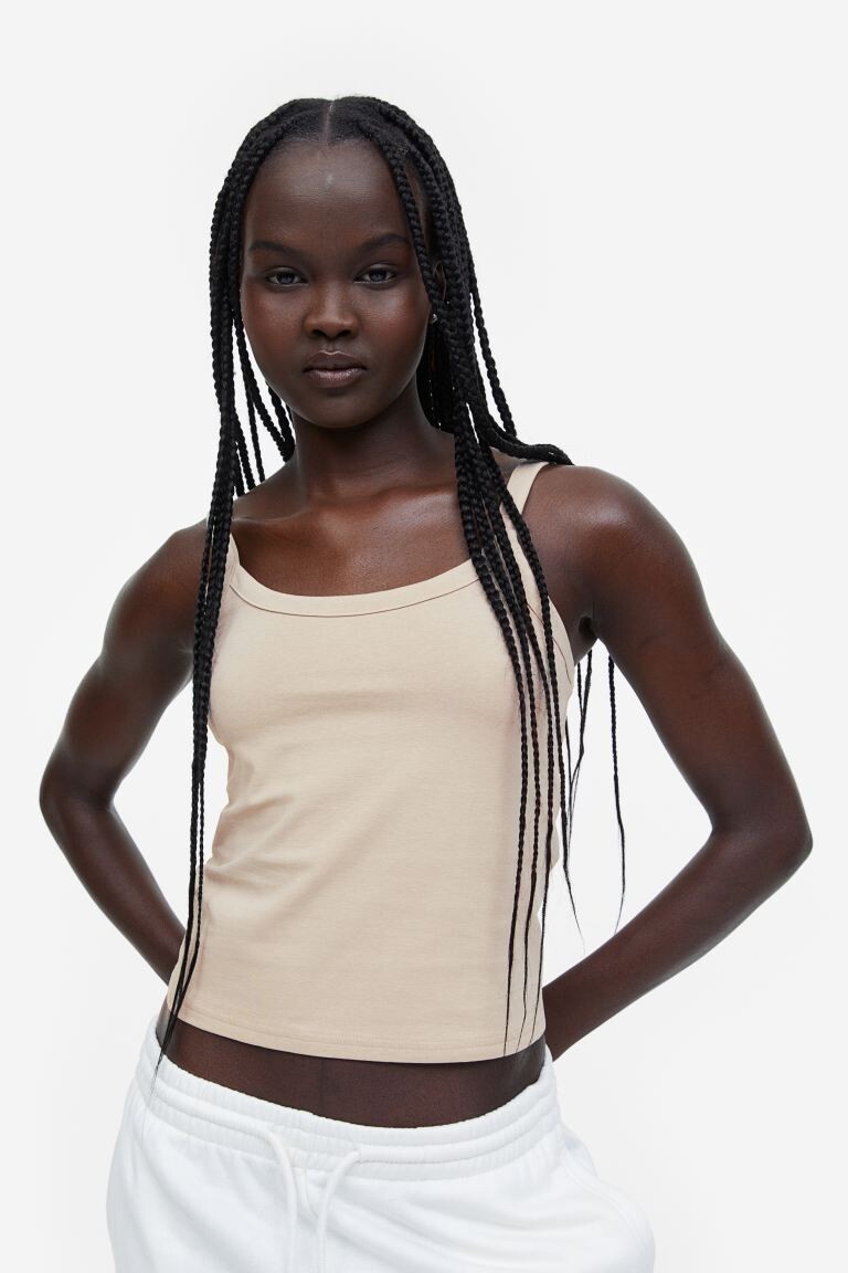 

Хлопковая майка H&M, бежевый