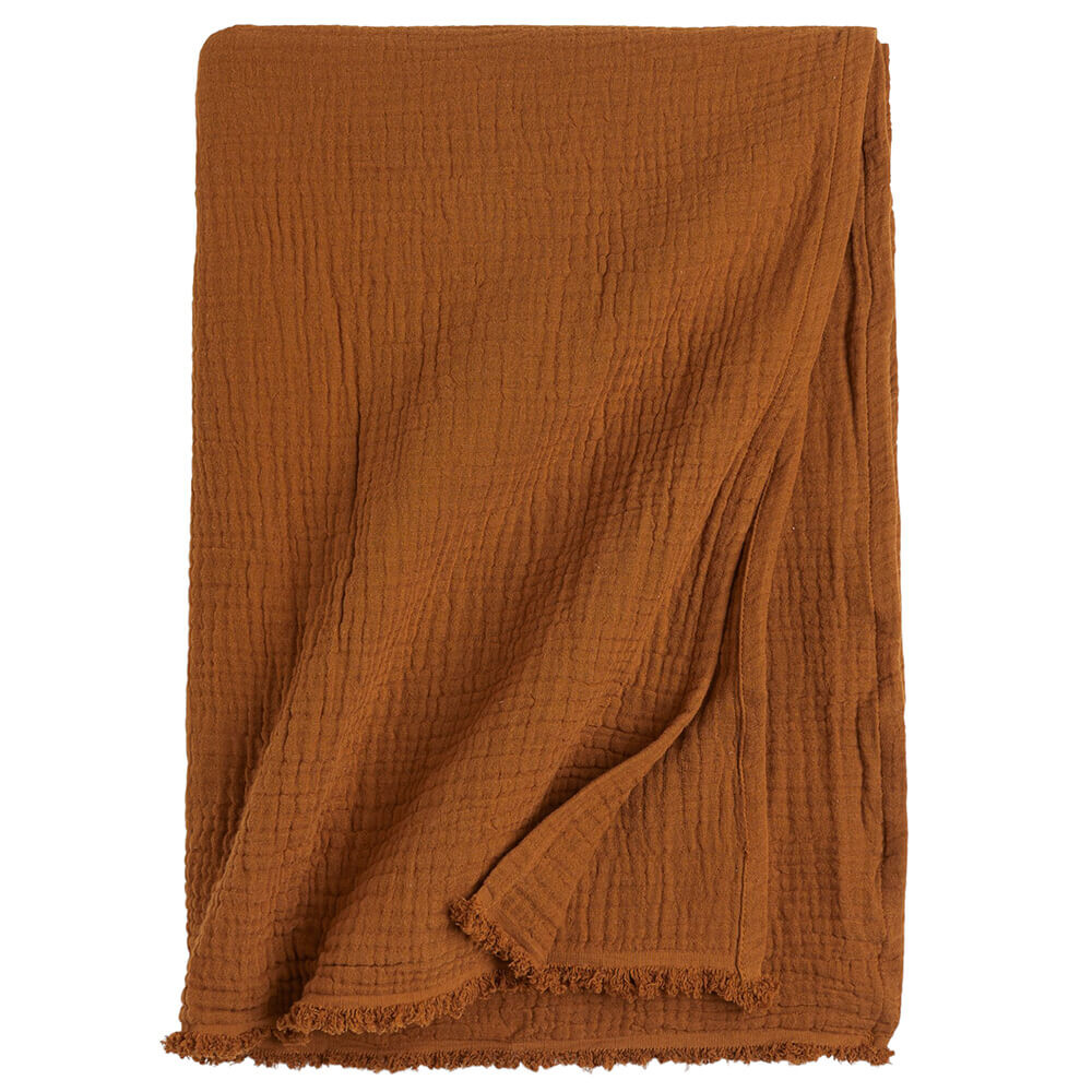 

Плед H&M Home Crinkled Cotton, рыжевато-коричневый