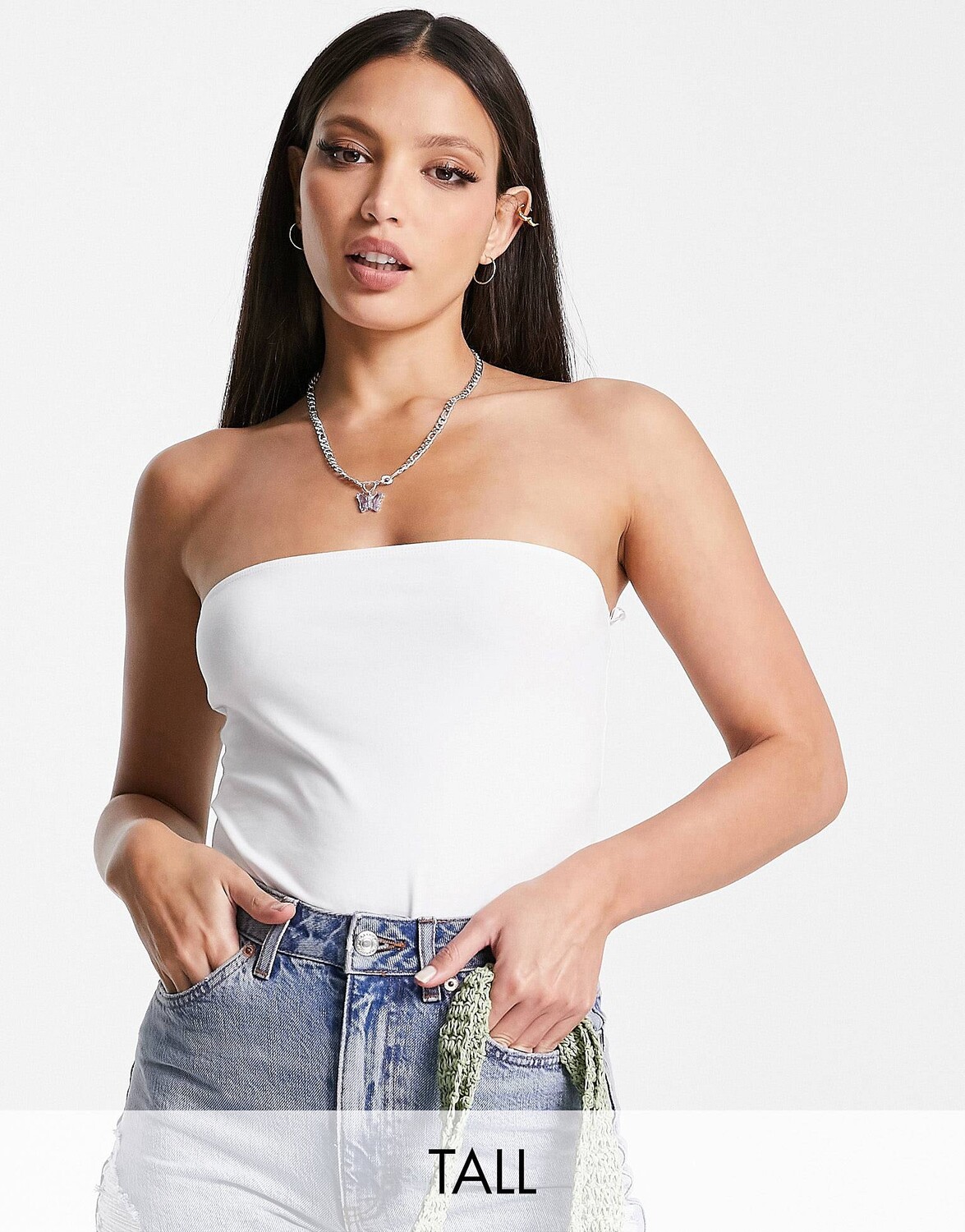 

Белое боди-бандо Topshop Tall