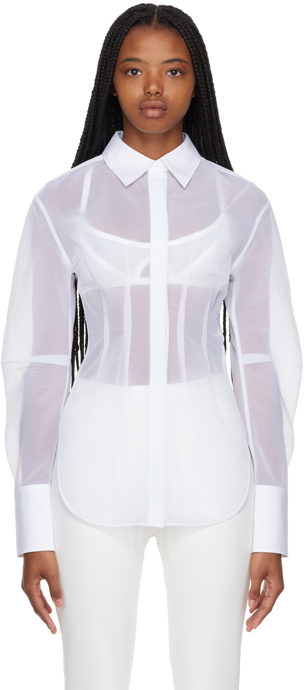 

Белая рубашка с защипами Dion Lee