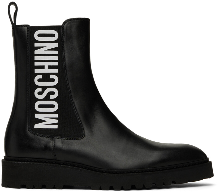 

Черные ботинки челси с логотипом Moschino