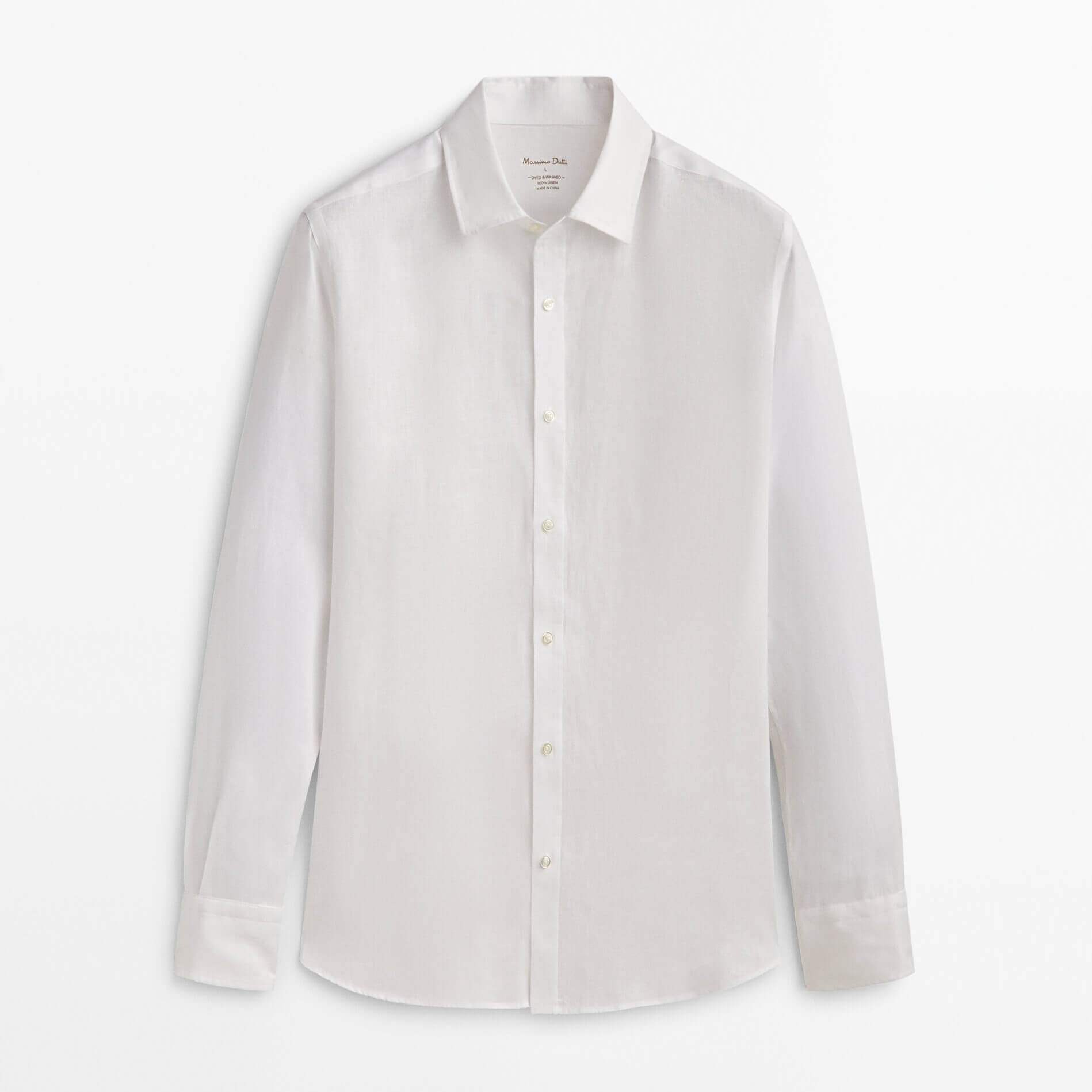 Рубашка Massimo Dutti 100% Linen Slim-Fit, белый