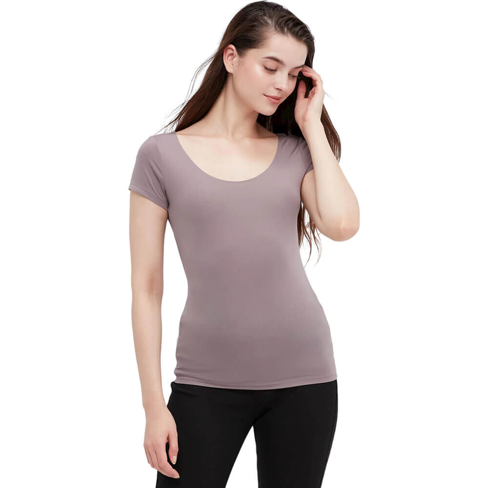 Топ Uniqlo Airism Scoop Neck, коричневый