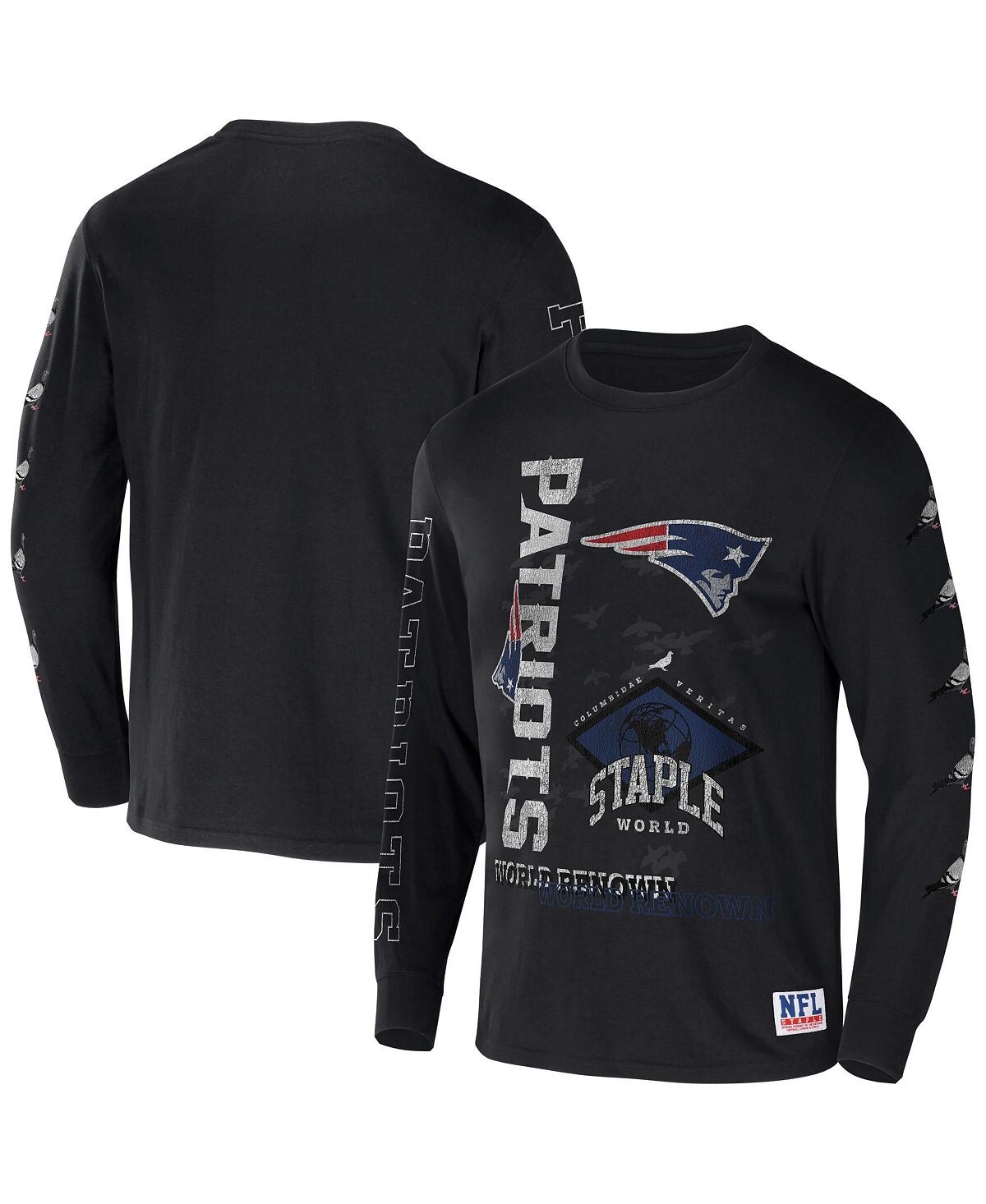 

Мужская футболка nfl x staple black new england patriots с длинным рукавом с мировым именем NFL Properties, черный