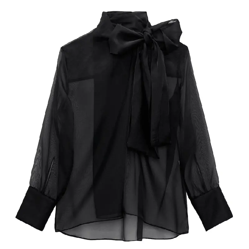 

Блуза Zara Organza Bow Detail, черный