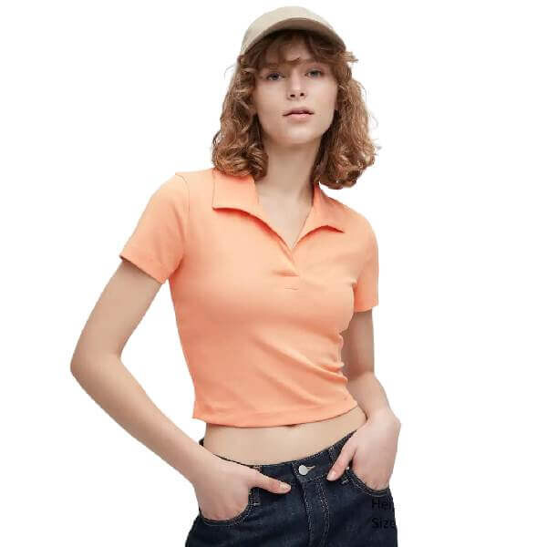 

Футболка-поло Uniqlo Cropped Skipper Collar Short, оранжевый