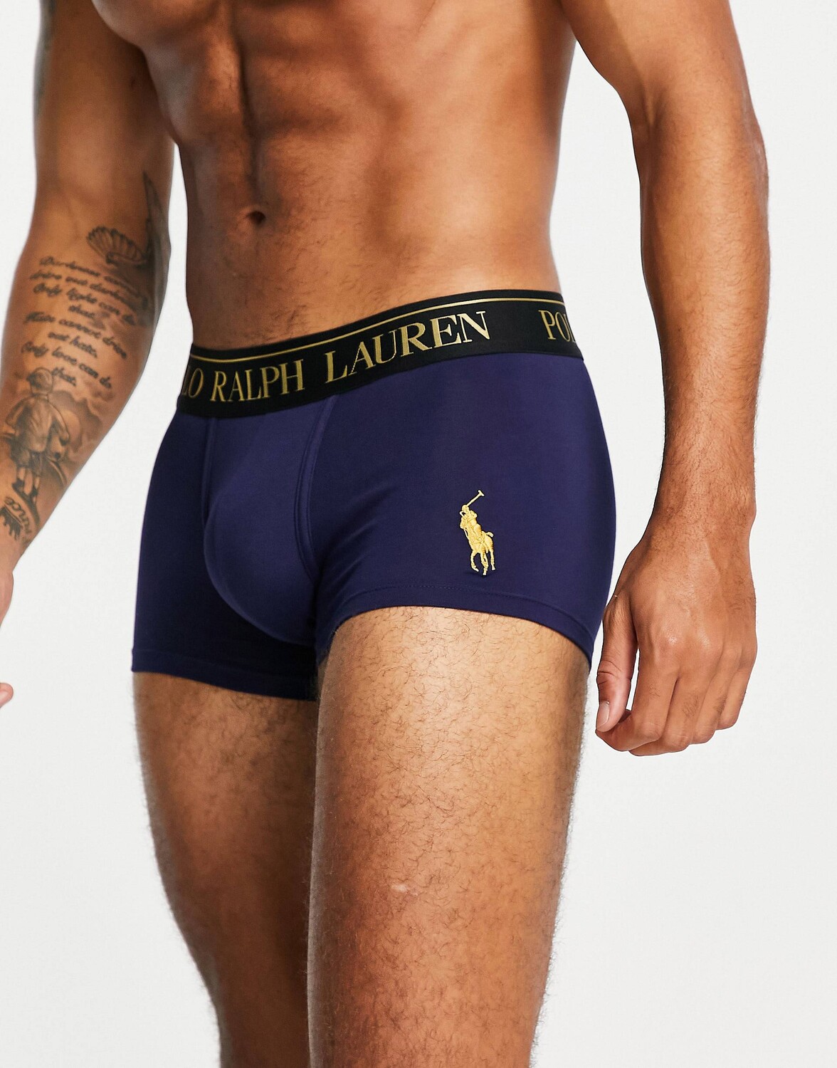 

Темно-синие шорты Polo Ralph Lauren с золотым логотипом