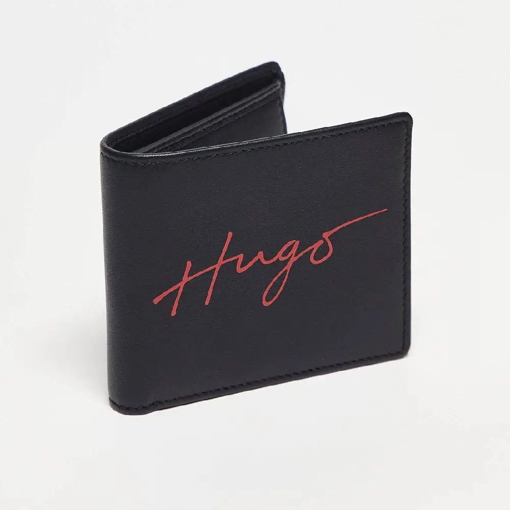 

Черный кожаный бумажник HUGO с логотипом