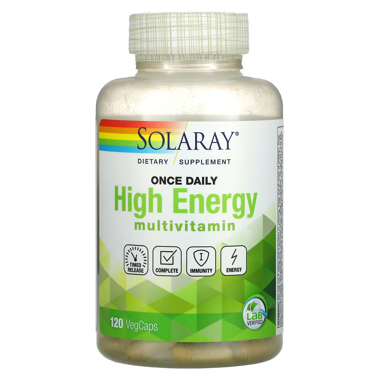 Solaray, Once Daily, Мультивитамины с высокой энергией, 120 вегетарианских капсул solaray once daily высокоэнергетические мультивитамины без железа 60 растительных капсул