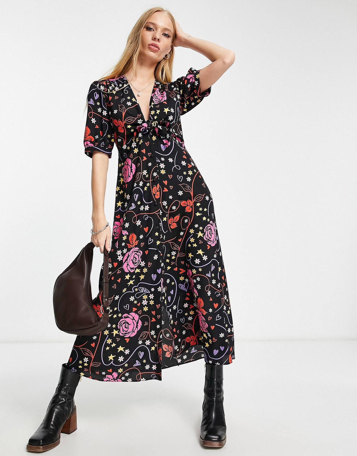 

Платье миди с ярким абстрактным принтом ASOS DESIGN