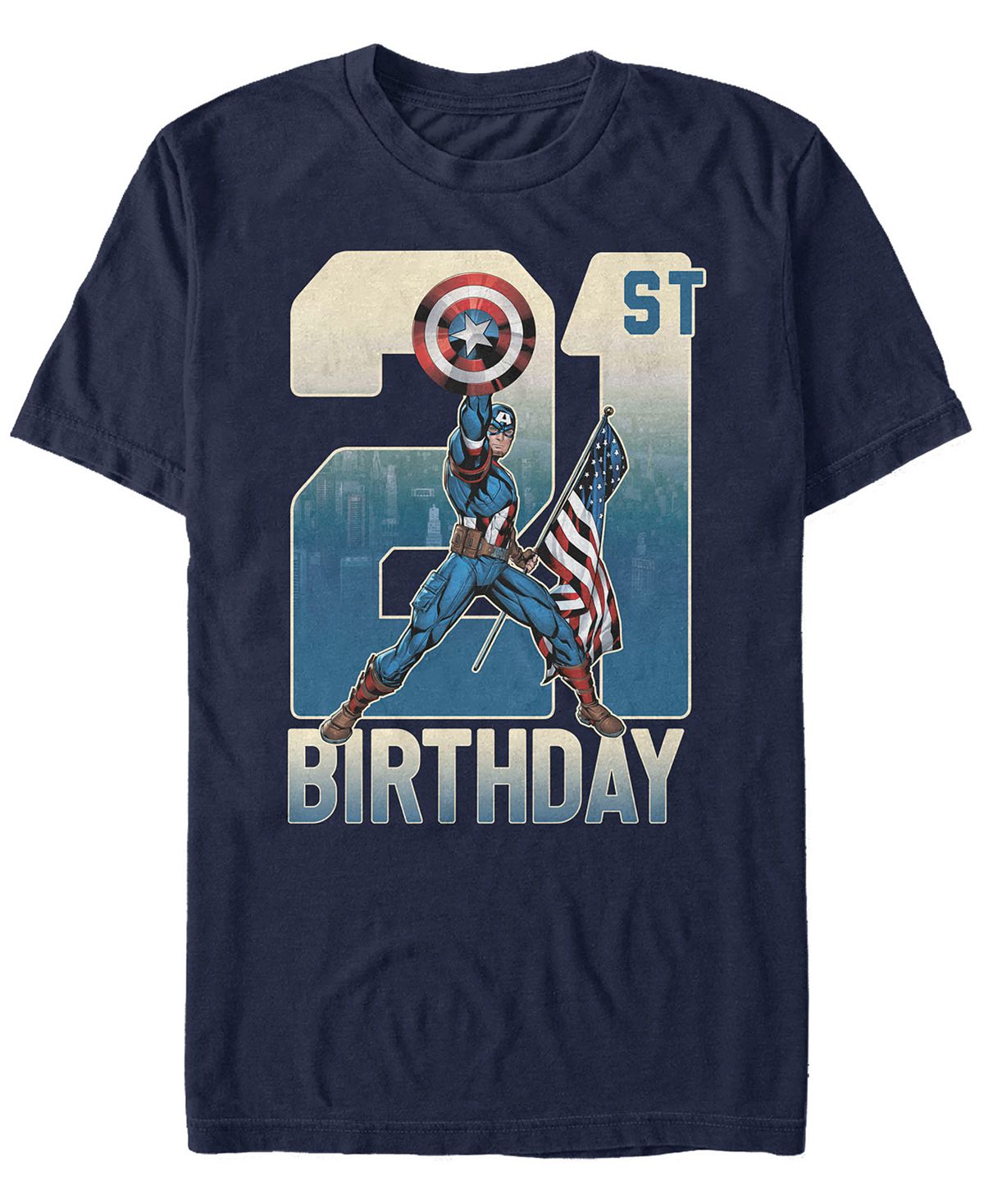 

Мужская футболка с коротким рукавом marvel captain america 21st birthday Fifth Sun, синий