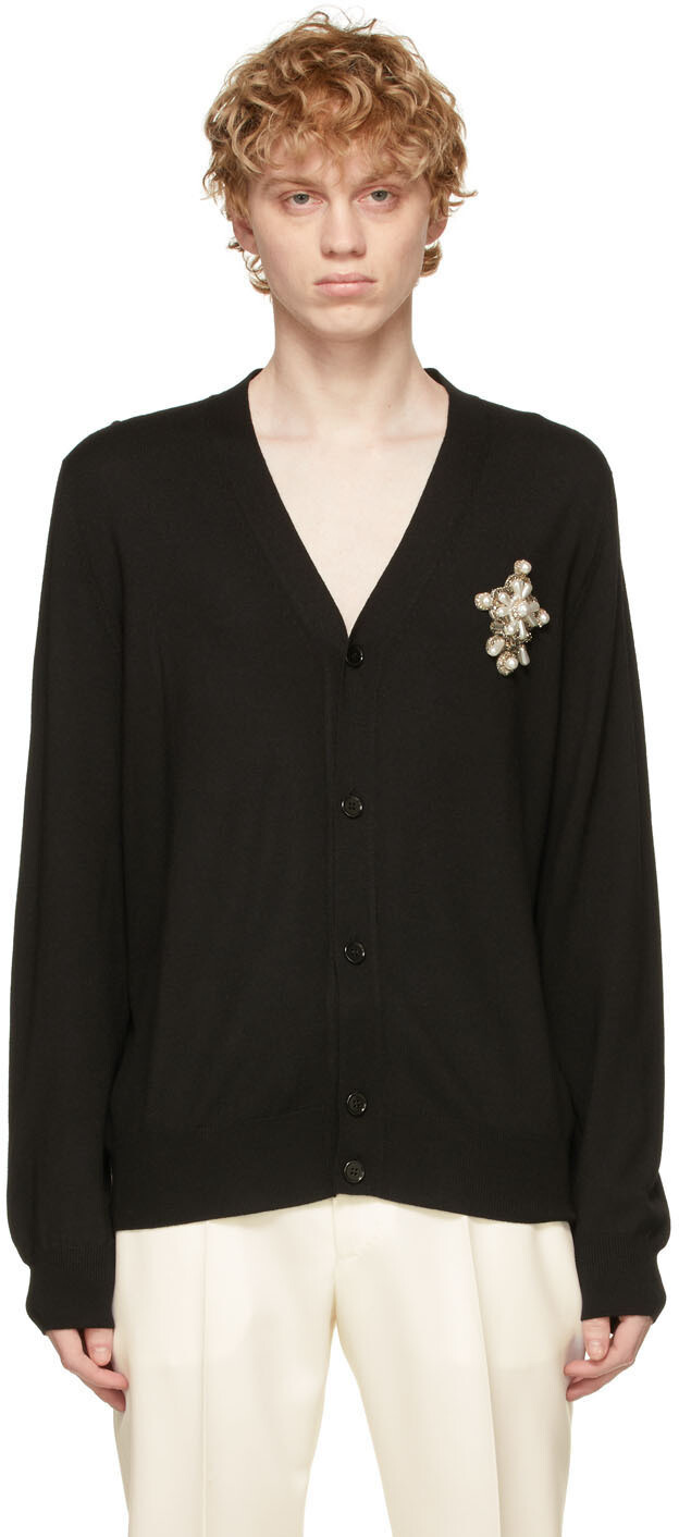

Черный шерстяной кардиган Alexander McQueen