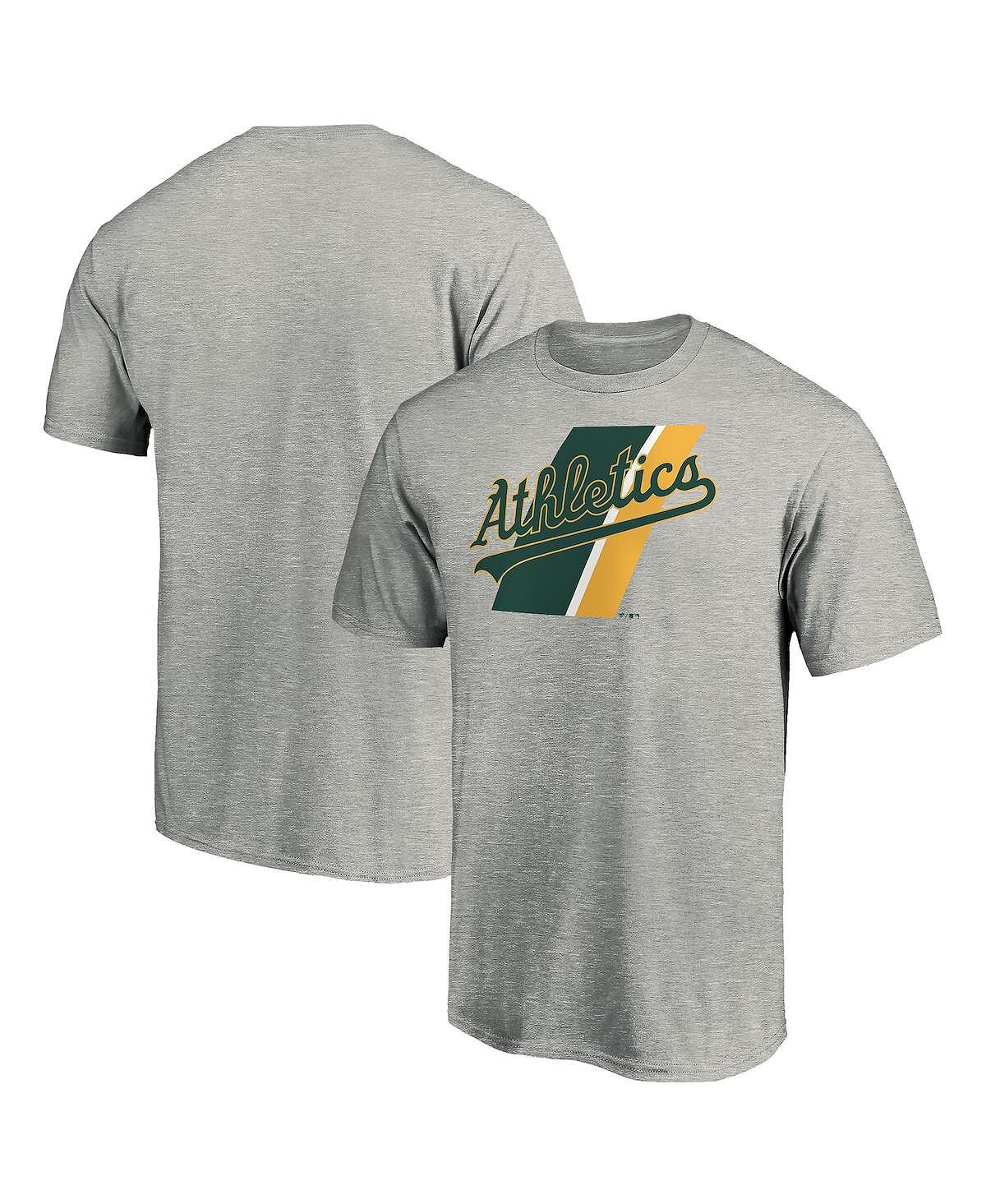 

Мужская фирменная футболка oakland athletics prep squad в меланжевом цвете с фирменной символикой Fanatics, серый