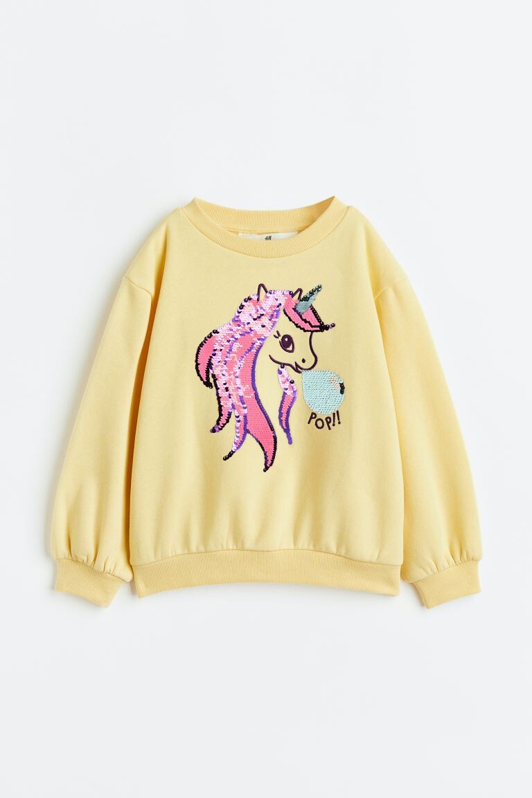 

Толстовка оверсайз H&M, светло-желтый/единорог