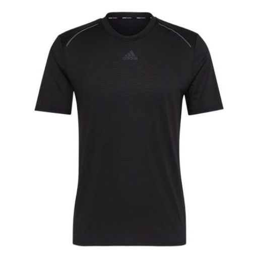 Футболка Adidas Solid Color Logo Printing Round Neck Hygroscopic Quick Dry Sports Short Sleeve Black T-Shirt, Черный