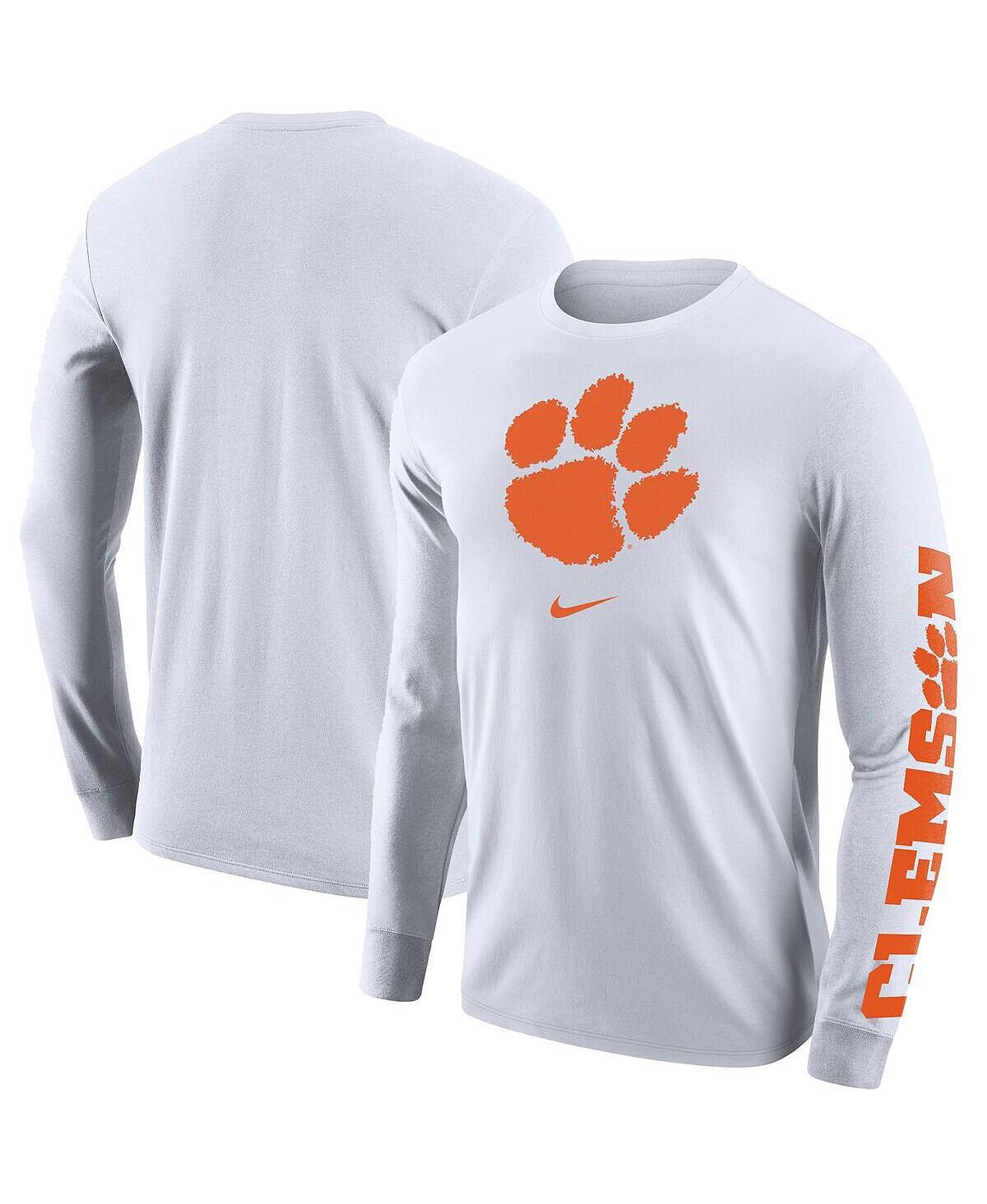 

Мужская белая футболка с длинным рукавом clemson tigers team lockup 2-hit Nike, белый