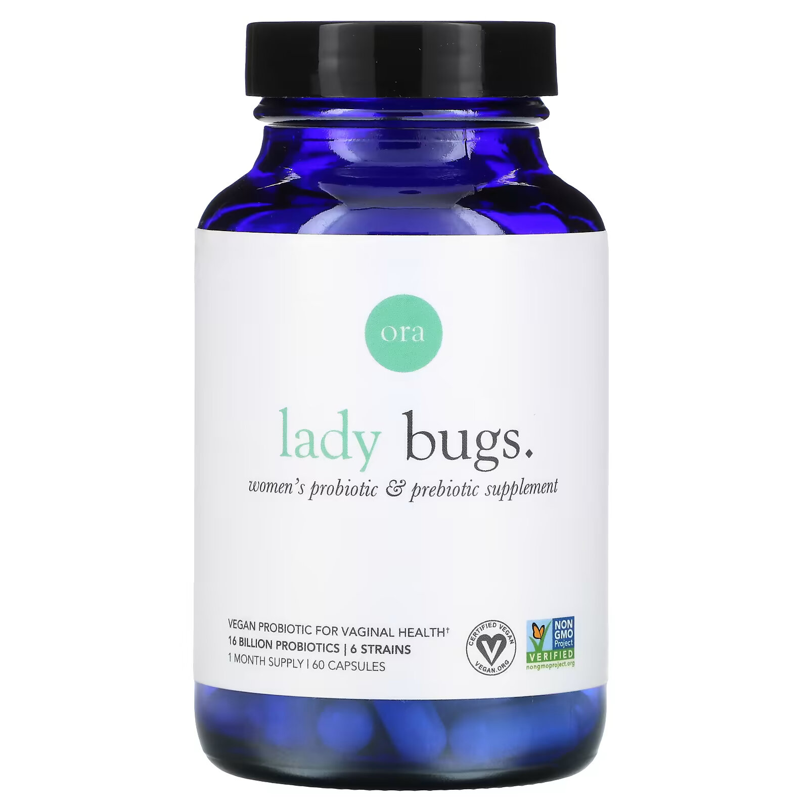 Ora, Lady Bugs, добавка с пробиотиками и пребиотиками для женщин, 60 капсул sunbiotics friendlier flora смесь для женщин порошок с пробиотиками и пребиотиками 56 г 2 унции