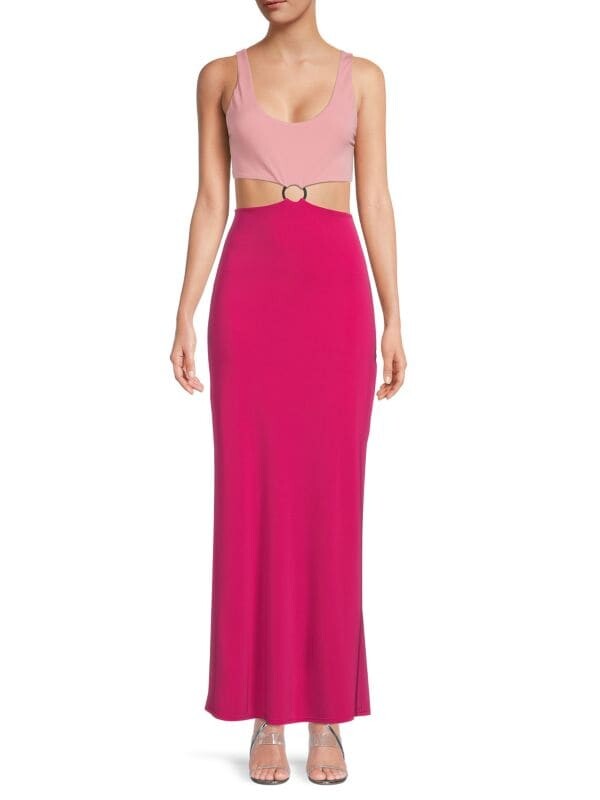 

Платье-футляр макси Alice + Olivia Arizona с круглым вырезом и круглым вырезом, розовый