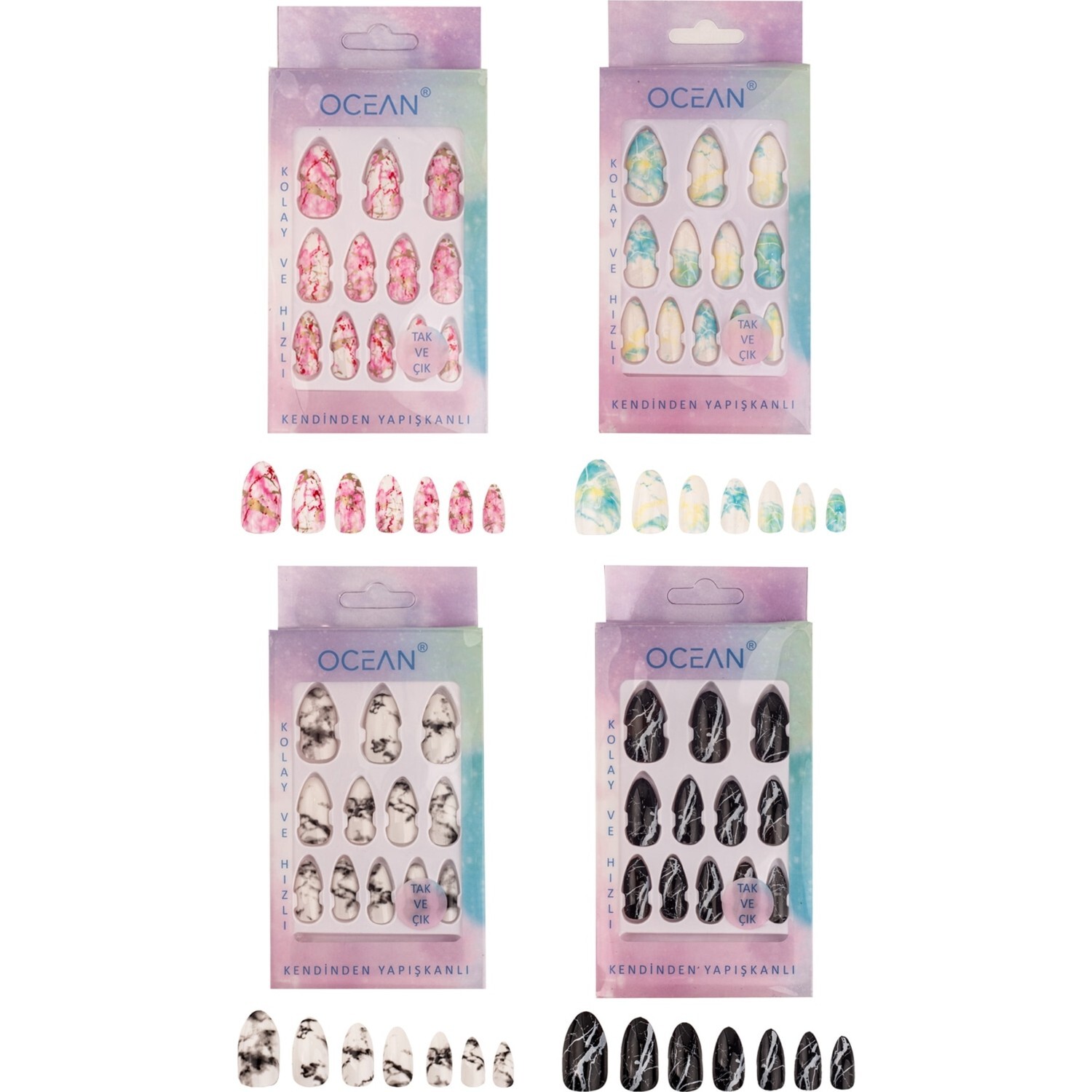 

Накладные ногти Ocean Ballerina Tie-Dye Patterned Marbling Nail Clip-on