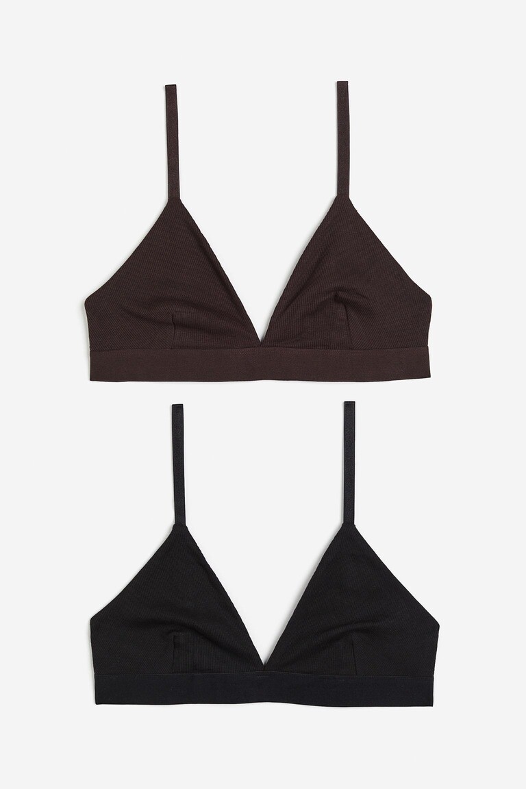 

Топ из двух частей с бюстгальтером H&M, темно-коричневый\черный