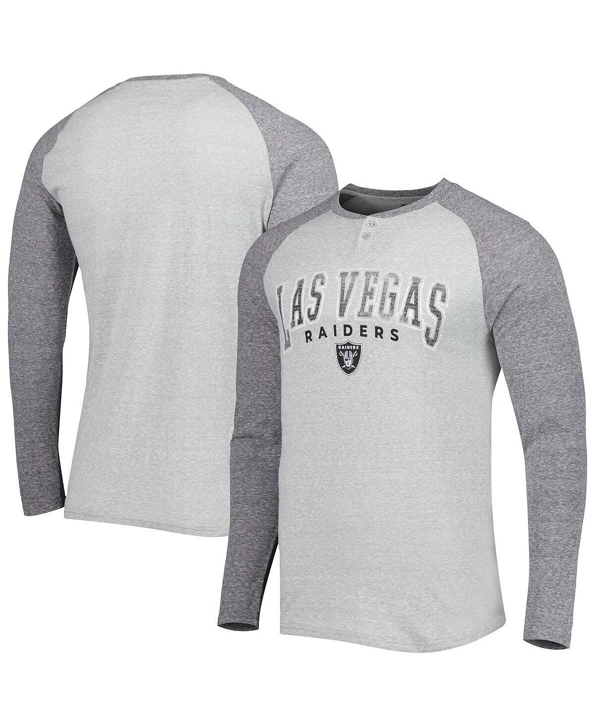 Мужская футболка heather grey las vegas raiders ledger с длинными рукавами и регланами henley Concepts Sport, серый